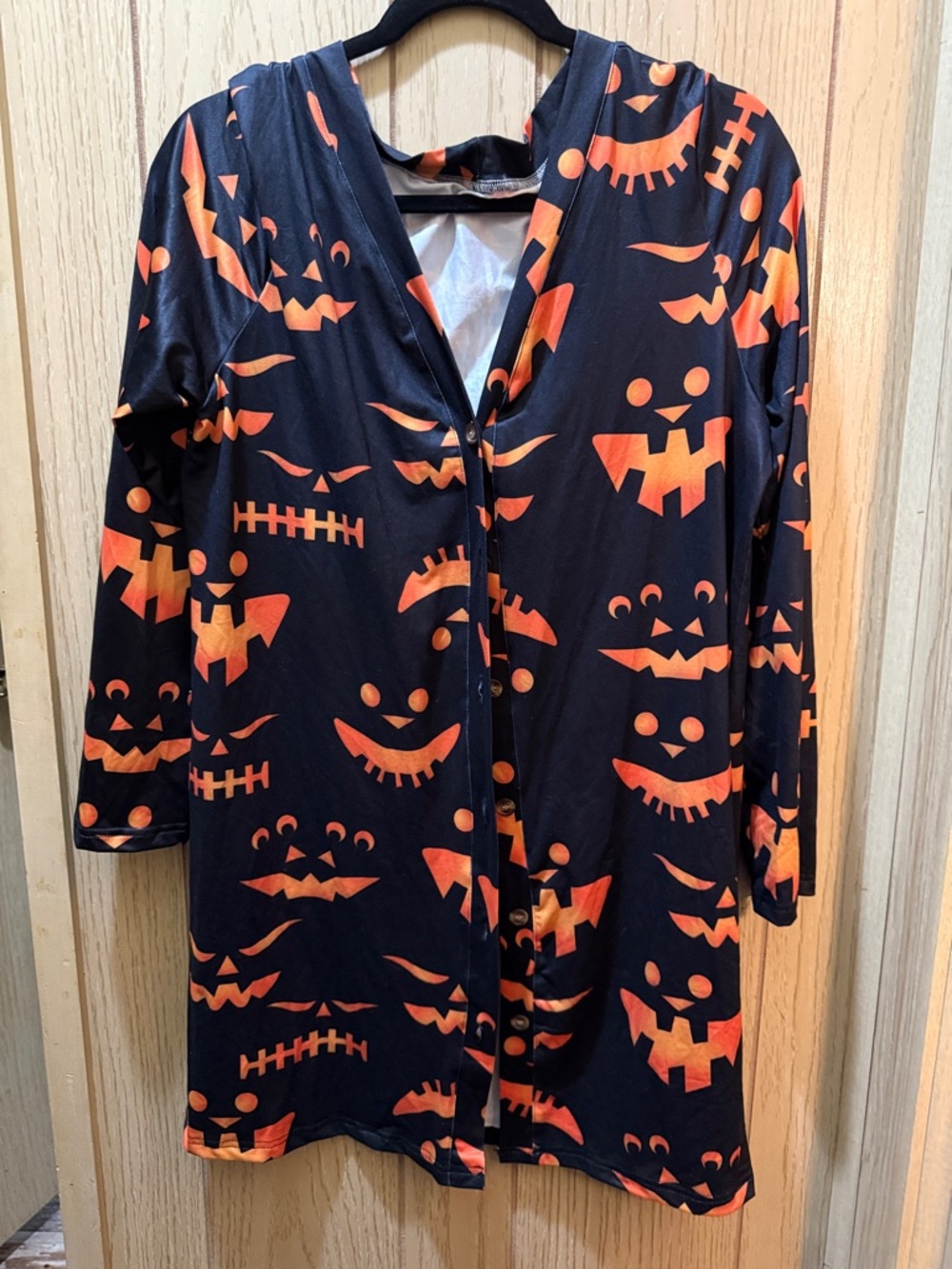 5/$20 - Halloween Pumpkin Face Cardigan - Black & Orange